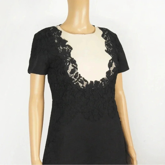 Valentino Black White Lace Aline Midi Short Sleeve Dress - Picture 2 of 11